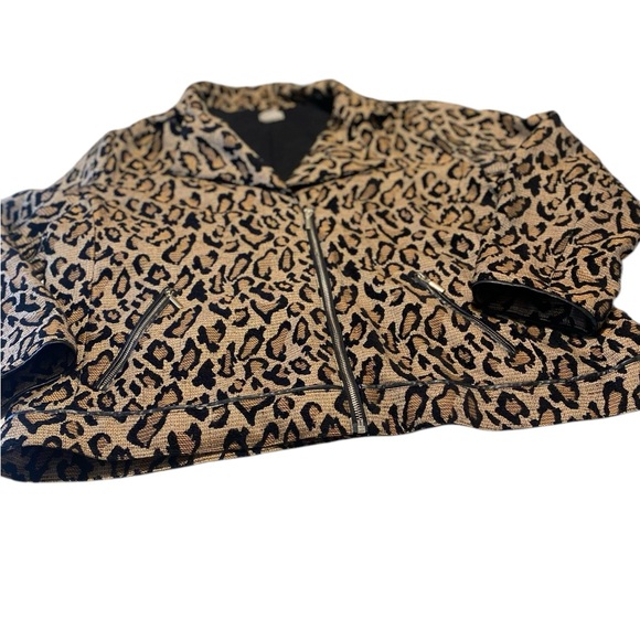 Women’s plus size 16/18 leopard print Workwear zip basic jacket Pocket chico’s - Picture 5 of 10